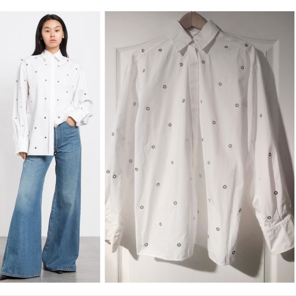 Sportmax Tops - SPORTMAX | Elio eyelet-embellished cotton-poplin shirt In White